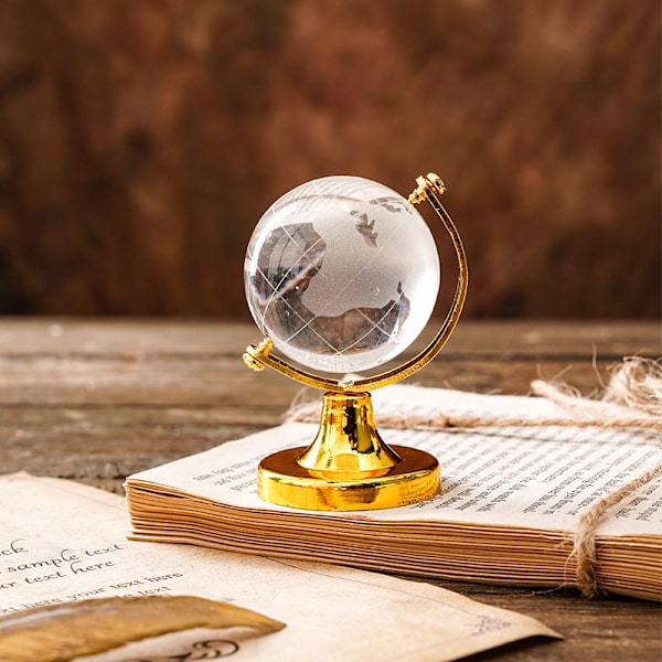 Clear Crystal Globe Student Gift Golden Large Globe