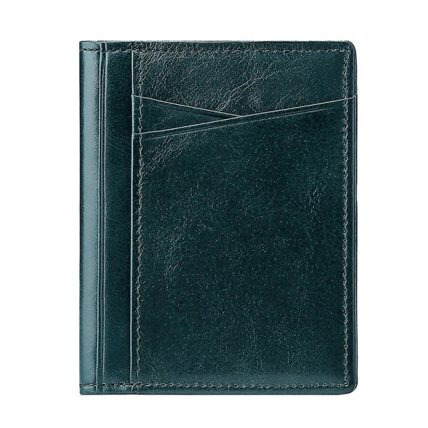 Män Kvinnor Smal Kreditkortsfodral Case Liten läderplånbok med ID-fönster, 8,5*10,5 cm green