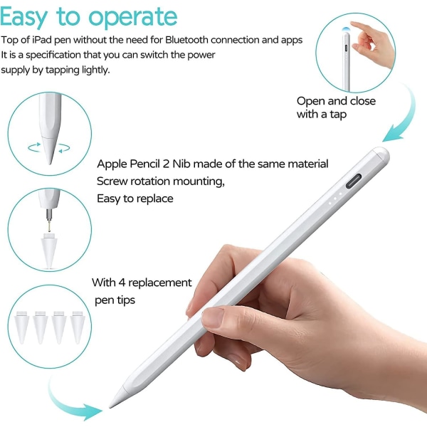Stylus-penna kompatibel med Apple Pencil, Stylus-penna för Ipad (2018-2022), Stylus-penna kompatibel med Ipad-penna Ipad/ipad Pro/ipad Mini/ipa null none