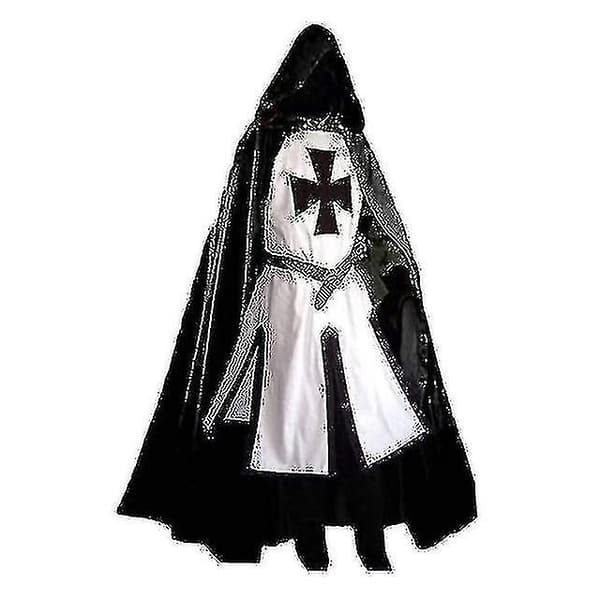 Herr medeltida Crusader Knights Templar Dräkt hög kvalitet White S