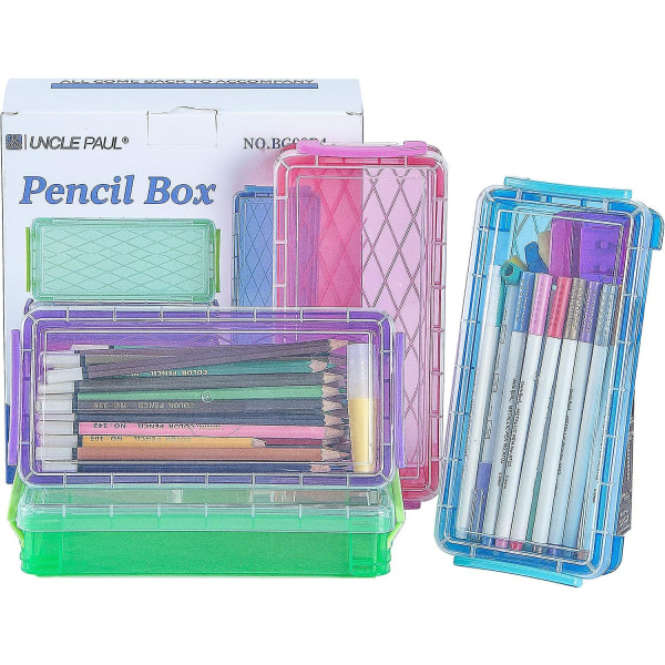 4-pack stapelbar case med stor kapacitet - Penselmålning Pennor Förvaringslåda - Kontorsmaterial Organizer Box (bg09b4) null none