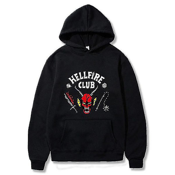 Stranger Things 4 Hellfire Club Luvtröja Långärmad Huvtröja Pullover Casual Outdoor Activewear Topp Black 3XL