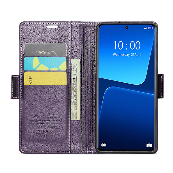 Caseme 023-serien för Xiaomi 13 Pro 5g Pu Leather Flip Cover Rfid Blocking Wallet Phone case Purple