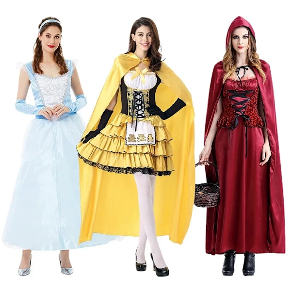 Kvinnors Halloween prinsessklänningar karneval bal klänning cosplay Elsa drottning vit snö prinsessklänning damer födelsedagspresent XXL Princess W-Y825