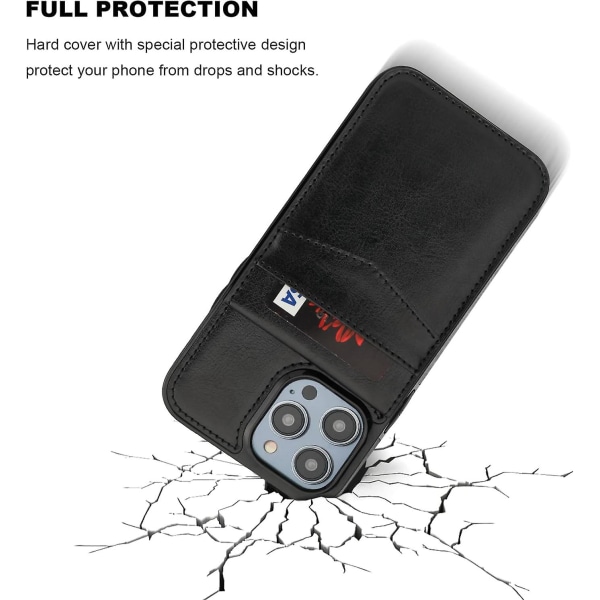 Flip Premium Läder Magnetlås Heavy Duty Case För Iphone 15 Pro Max/15 Ultra Med Kickstand Black
