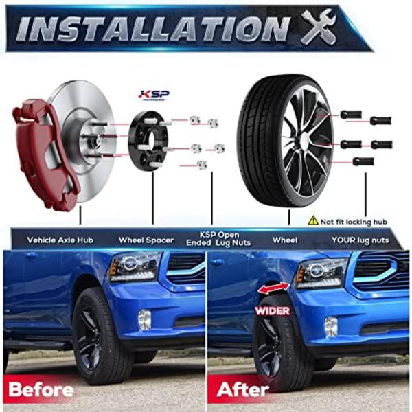 KSP 6X5.5 hjuldistanser för ram 1500 2019-2022,1.5&#34;(38mm) Real Forged Hub Centric Tire Spacer med 77.8mm navhål M14x1.5 dubbar/bultar f black 5 lug-9\/16