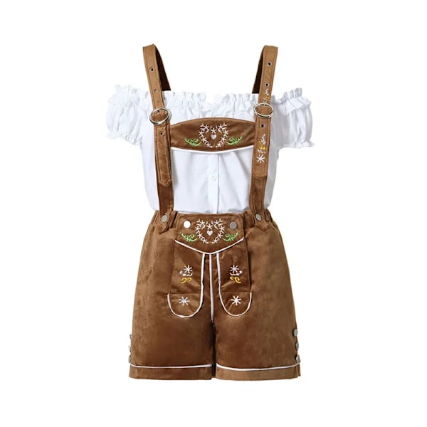 Manlig kvinna Oktoberfest kostym traditionell par tysk bayersk öl outfit cosplay Oktoberfest festival festkläder XL Women 2Pcs