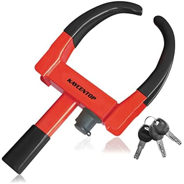 KAYCENTOP Hjulklämlås Universal Säkerhet Däcklås Stöldskydd Låsanordningar Justerbar längd Passar de flesta fordon för släp SUV Båt Red\/Black