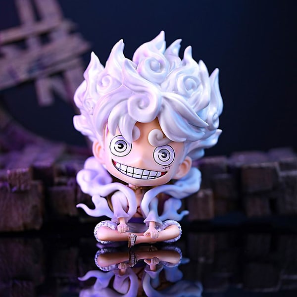 One Piece Luffy Gear 5 Anime Figur Sun God Nika 17cm Pvc Action Staty Staty Samlarobjekt Modell Dockleksaker För Barn Present C with box 13cm white