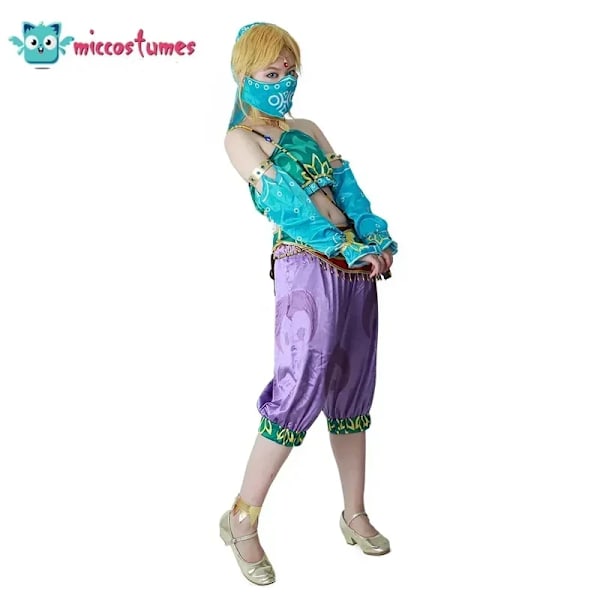 Miccostumes Kvinnlig Outfit Ökenlänk Kvinnor Gerudo Outfit Cosplay Kostym Fullset för Kvinnor Halloween Öken Cosplay Kostym S Khaki