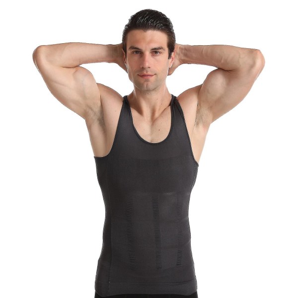 Herr Body Shaping Sweat Bastu Stretch Mage Control Body Underkläder Tight Shapewear Black L