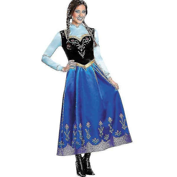 Otwoo Vuxen Prinsessan Anna Elsa Kostym Jul Cos Fancy Dress Outfit Anna M