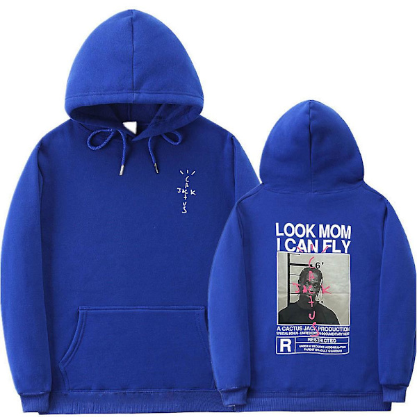 Cactus Jack Hoodie Män Kvinnor Dubbelsidig print Utseende Mamma I Can Fly Travis Scott Hoodies Unisex Hip Hop Streetwear Blue XXXL