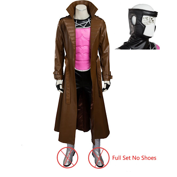 Film X-Men Origins Gambit Cosplay Kostym Vuxna Män Remy Etienne LeBeau Halloween Med Läderjacka Väst Huvudbonad Full Set Custom size Full Set No Shoes