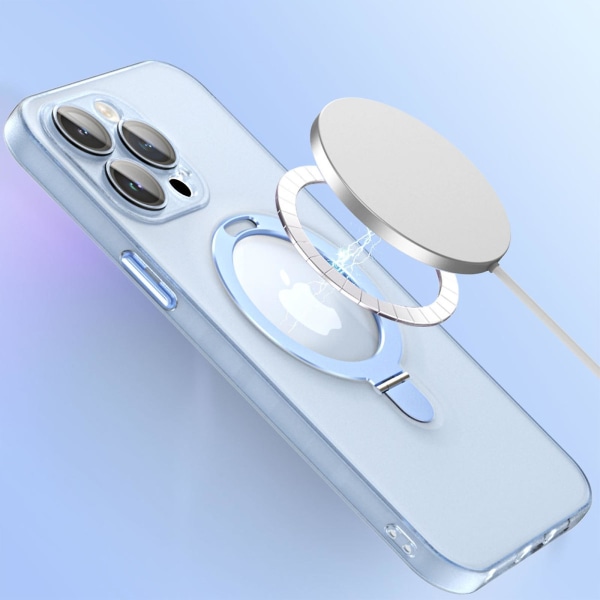 Genomskinligt Magsafe- case kompatibelt med Iphone 15 Pro Max, matt PC Stötsäkert tunt cover med magnetisk ringhållare Blue For iPhone 15 Pro Max