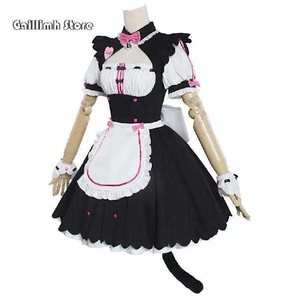 Vanilla Cosplay-dräkt i lager, piga-klänning, piga-outfit, NEKOPARA Chocola Vanilla OVA piga-uniform, katt-Neko-flicka, damkläder XL Chocola Costume Wig