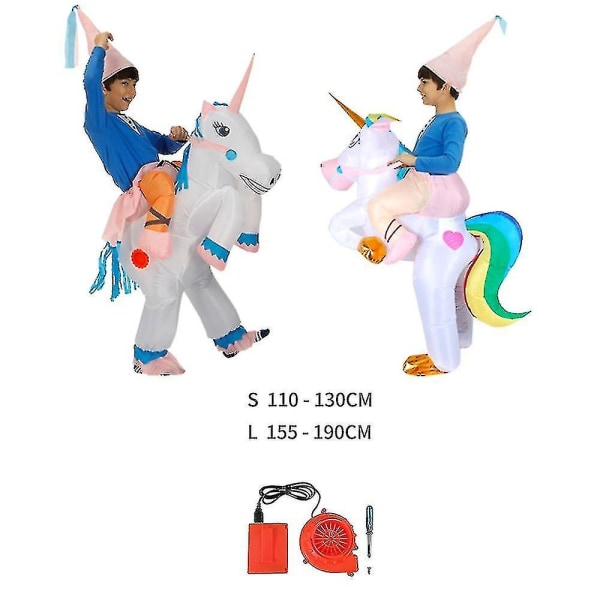 Barn Carnival Dinosaur Uppblåsbar Dräkt För Pojke Flickor Unicorn Halloween Cosplay Klänning Julfest Kostymer Kostymer Blue 80-120cm