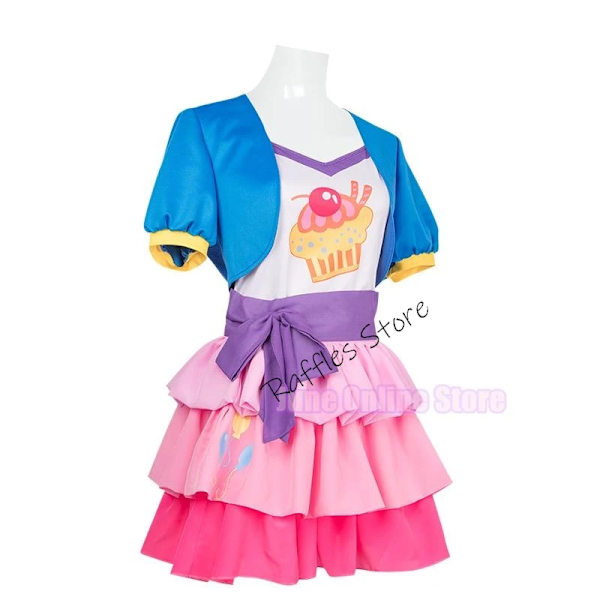 My Girls Women Little Pony Pinkie Pie Human Cosplay Costume Female Pink Halloween Carnival Costumes Custom Made Kids Size S wig 1 ponytail