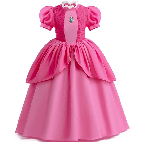 Ny baby flickor drottning persika prinsessa klänning barn cosplay kostym barn födelsedag karneval fest outfit scen prestanda kläder Dress A Sets04 5-6T (130)