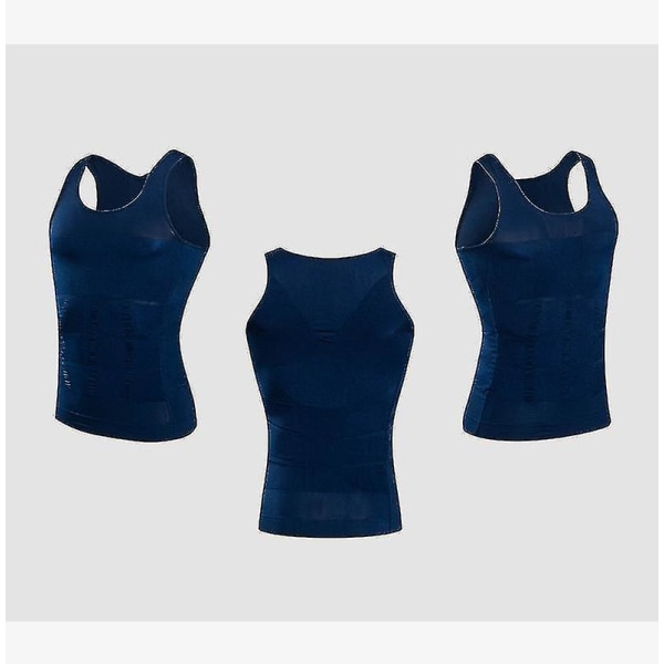 Herr Body Shaping Sweat Bastu Stretch Mage Control Body Underkläder Tight Shapewear Blue L