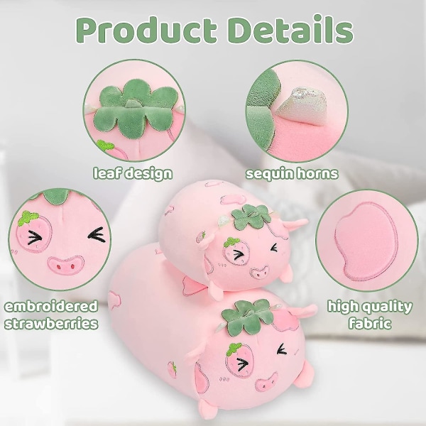 Söt Strawberry Cow Plyschkudde 8 Cow Gosedjur, Mjuk Kawaii Plysch Kram Plysch Squishy Kudde Leksak Presenter Till Barn Sängkläder Sova