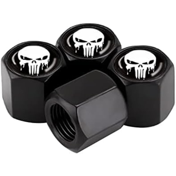 Ajxn 4-pack Skull Car Wheel Däck Ventil Stamkapslar Lufttäta dammsäkra lock Universal däck Luftventil Caps för bilar, lastbilar, cyklar, Car Ac Black Skull #18