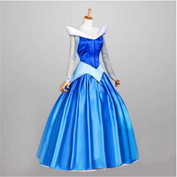 2021 Film Törnrosa Prinsessa Aurora Lyxig Fantasifull Vuxen Klänning Cosplay Kostym Halloween Jul Kvinna Kappa Klänning Set XL Only Blue dress