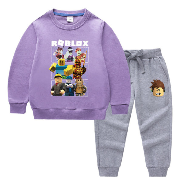 Roblox baby bomull långärmad kostym - lila + grå 150cm