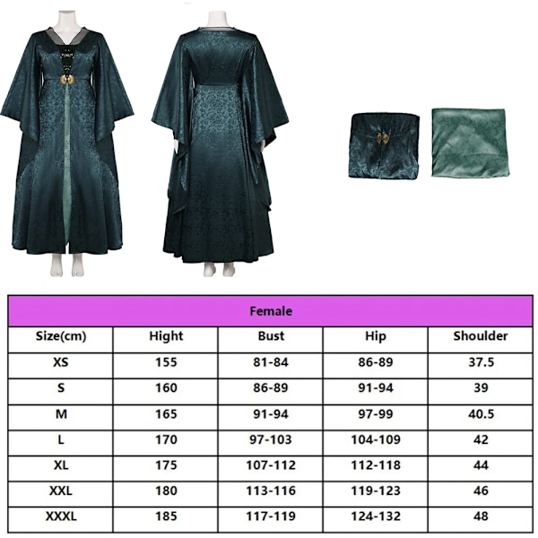 Kvinnor COS Targaryen Daemon Cosplay Kostym Rhaenyra Fantasy Robe Vuxen Rock Klänning Outfits Halloween Karneval Fest Klänning Kostym XL Style E