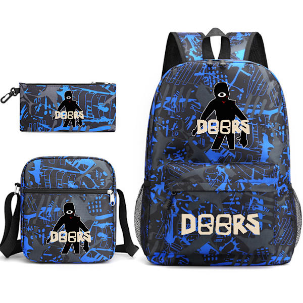 dörrar roblox ryggsäck tre delar set - blå mönster-4