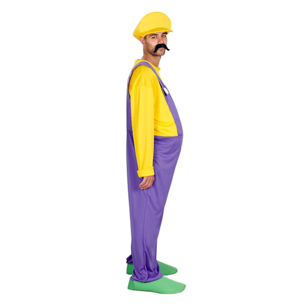Men's Plus Size Bad Plumber Videospel Film Fancy Dress Costume Purple 3XL