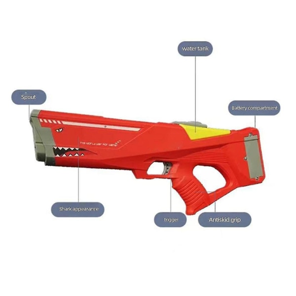 Elektriska vattenpistoler för vuxna barn, kraftfulla automatiska vattenpistoler med 50 fot, högtrycks 550 cc batteridrivna sprutpistoler, vattenblåsare red