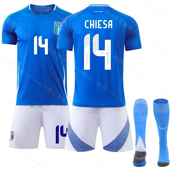 2425 Italiens hemmatröja EM-fotbollskläder nr 14 Kiyeza 18 Barrera no.14+socks+protectivegear #16