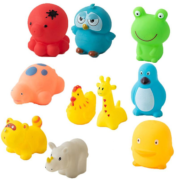 5/10 st/ set Baby Söta Djur Badleksak Simning Vattenleksaker Mjukt Gummi Flytande Kläm Ljud Barn Tvätt Lek Rolig present Badleksaker C 10 PCS B