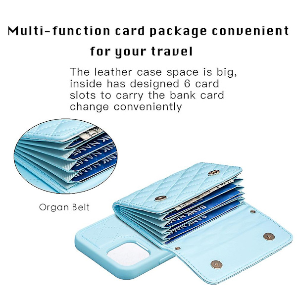 Bf23-stil för Iphone 12/12 Pro -kortplatser Cover Pu-läderbelagd Tpu Kickstand- case Blue