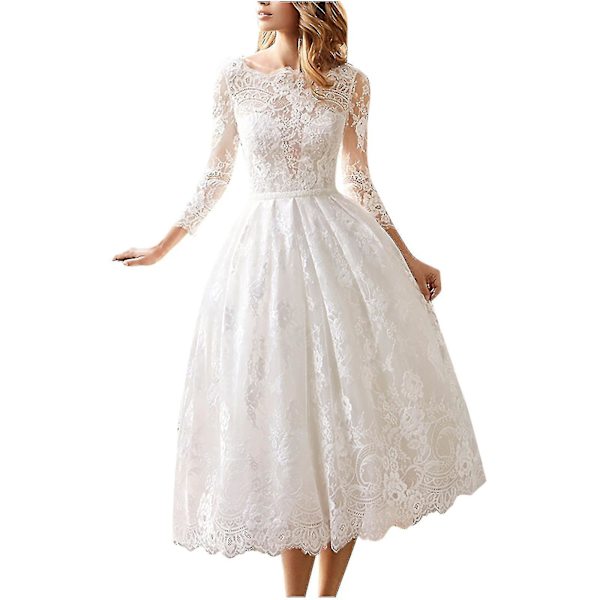 Mode Kvinnors Elegant Sexig Casual Långärmad Slim Enfärgad Bröllopsklänning Kjol Klänning M