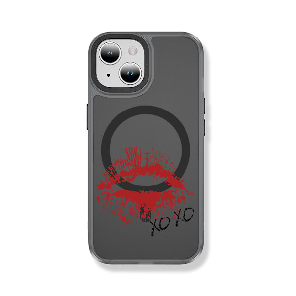 Creative Painted Pattern Matt Magsafe Magnetic Phone Case Lämplig för Iphone 15 Case och andra modeller Style D Transparent Svart Ypcx0246