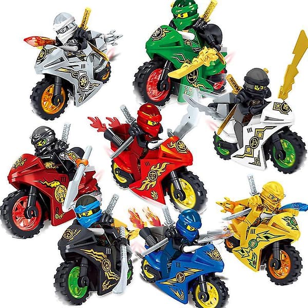 8-pack Ninja Motorcykel Set Minifigurer