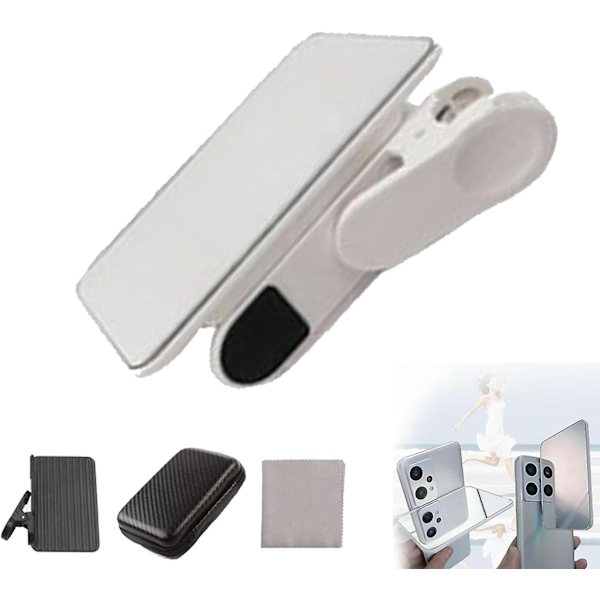 Smartphone Camera Mirror Reflection Clip Kit, Mobiltelefon Reflection Camera Clip Selfie Reflector, Mobile Phone Shooting Supplies White