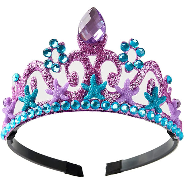 2024 Disney Flickor Födelsedag Sjöjungfru Skal Klänning Barn Jul Bal Klänning Ariel Kostym Halloween Cosplay Prinsessa Siren Robe TIARA 5-6T(130)