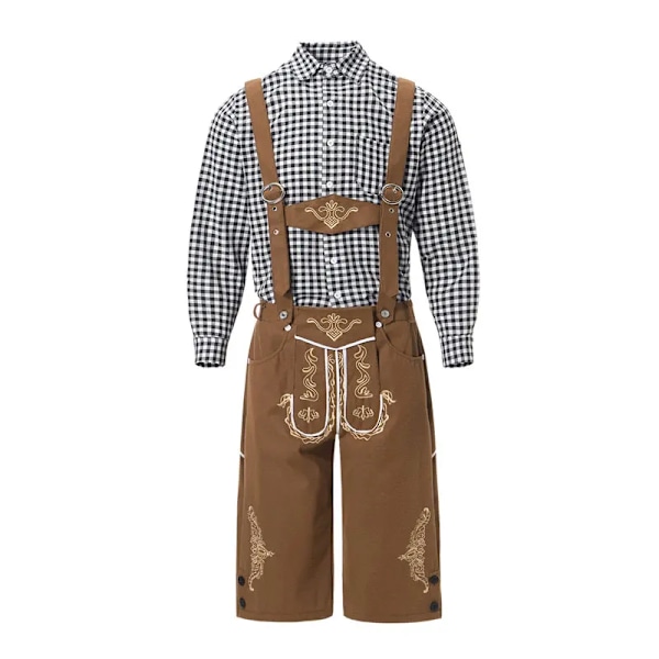 Manlig kvinna Oktoberfest kostym traditionell par tysk bayersk öl outfit cosplay Oktoberfest festival festkläder L Men 2Pcs