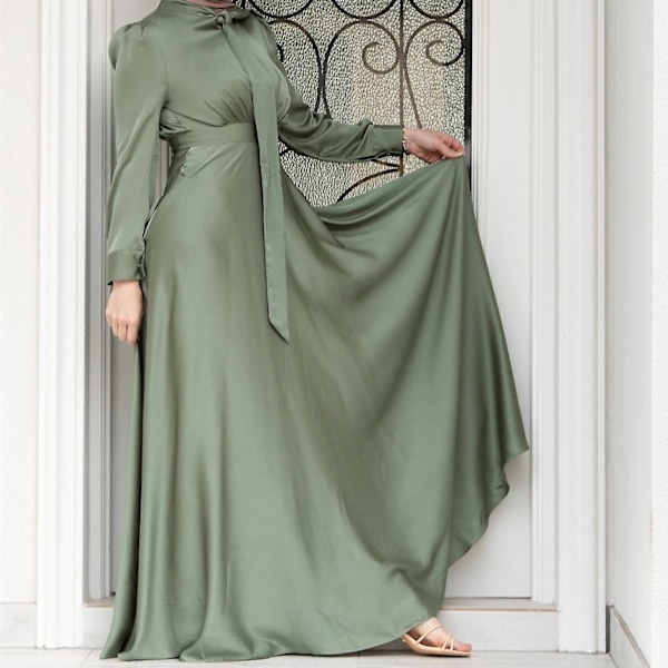 Abaya Kvinnor Kläder Big Hem Satin Lyx Silke Robes För Damer Traditionella Festival Kläder Islamiska Kläder bara abaya1 L