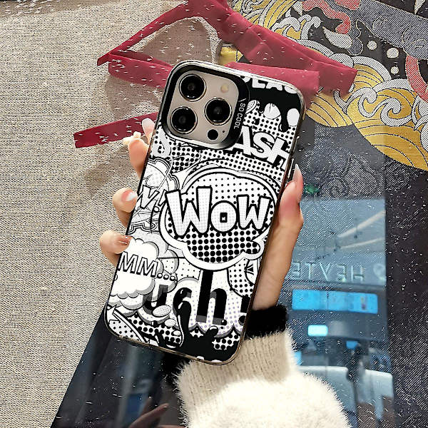 Tecknad Frostat Dubbellager Färg Silver Phone Case Iphone 15 Case Case Stil K Vit Ypmd0864