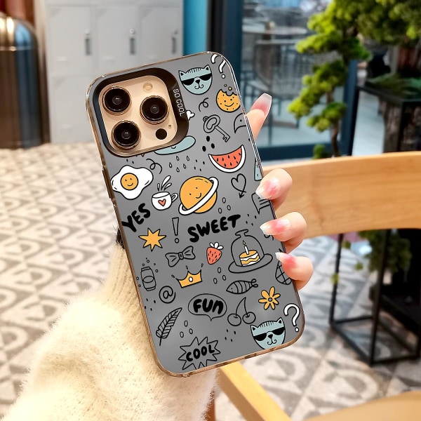 Tecknad Frostat Dubbellager Färg Silver Phone Case Iphone 15 Case Case Style C Svart Ypmd0930