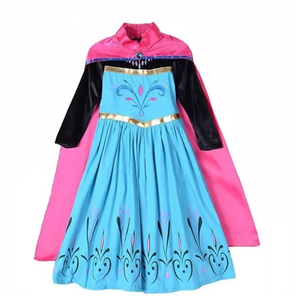 2024 Disney Frozen Prinsessa Elsa Klänningar Snödrottning Klänning för Flicka Halloween Barn Anna Cosplay Festklänning Barn Karneval Kostym Elsa N 5-6T(Tag 130)