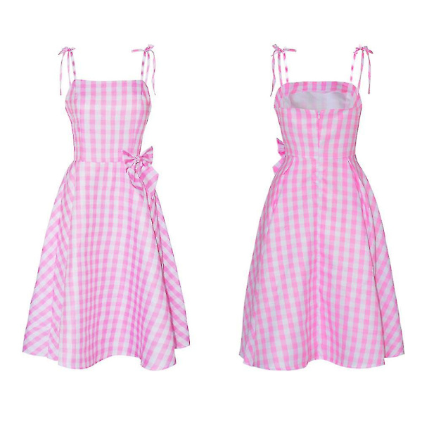 Film Barbie Cosplay Kostym Rosa Rutig Klänning Halloween Fancy Dress Karnevalsfest Kostymer För Vuxna Barn Only dresses 130