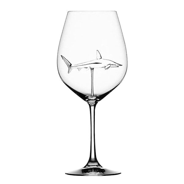 Rödvinsglas med haj inuti Bägare Glas klart glas Hem Bar Party 1pcs