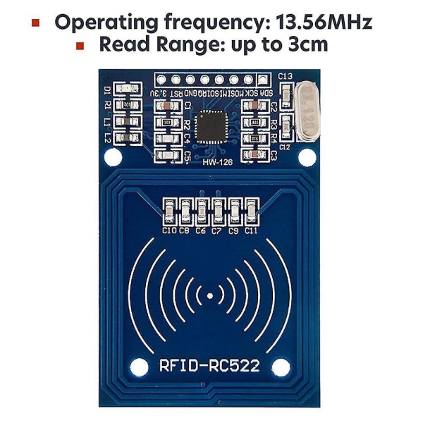 Rfid Kit Rc522 med läsare, chip och kort 13,56 Mhz Spi kompatibel med för och för Raspberry Pi null none