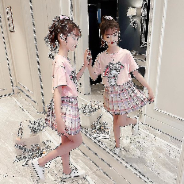 Sanrio Cinnamoroll My Melody Girls Jk Suit Kawaii T-shirt Blus Plisserad kjol Sommar Bomull Kortärmad kostym My Melody 140