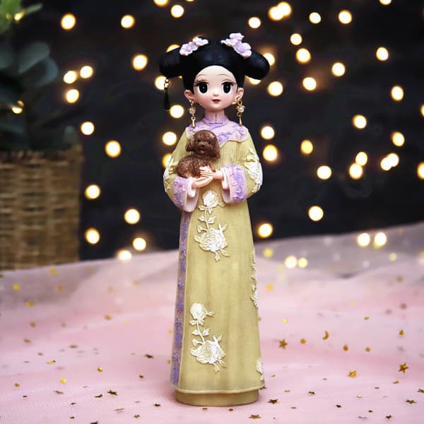Kina Hanfu liten prydnad 811-4A Medium kudde valp